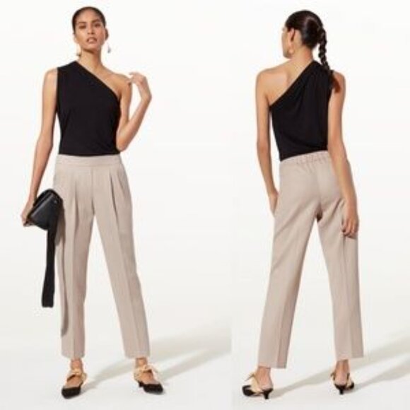 Aritzia Babaton Cohen Pleated Pull OnTrouser Pants in Denudee - SZ 6 - Picture 3 of 7